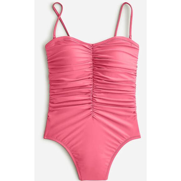 J. Crew Salmon Ruched Sweetheart One Piece Size 24 NWT - Picture 1 of 4
